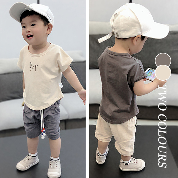 【KID】韓国風子供服  Ｔシャツ&ショートパンツセット　boy　男の子　シンプル　韓国ファッション