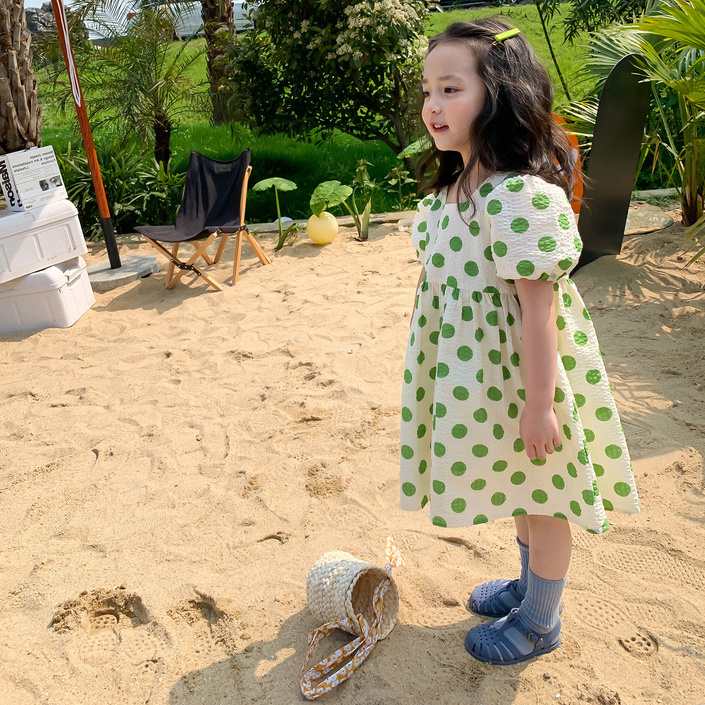 女の子 パフスリーブ ワンピース 夏 お姫様ドレス スカート 3 8歳 子供服 韓国子供服 キッズ アパレル 香山 株式会社 問屋 仕入れ 卸 卸売の専門 仕入れならnetsea