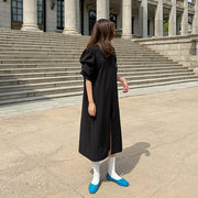 ワンピース 夏 新作 ラウンドネック ロング丈 ゆったり スカート レディース 韓国ファッション