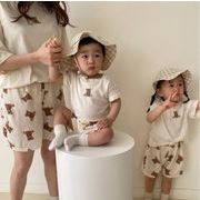 2021 新作 子供服 熊Tシャツ 夏薄いモデルの赤ちゃん服 家族三人 半ズボンセット