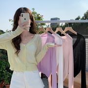 　トップス　長袖　冷感　カーディガン　Ｖネック　韓国ファッション　全5色