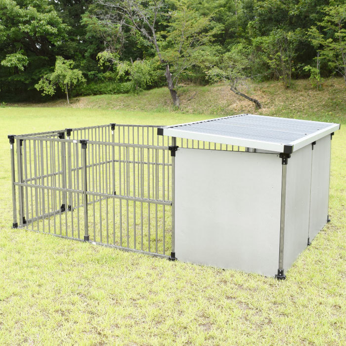 ステンレス製 犬舎 ドッグハウス （1坪タイプ屋外用犬小屋） +α拡張タイプ ドッグハウス DFS-M2 〔 1坪タイプ 屋外用 犬小屋 〕 +α拡張