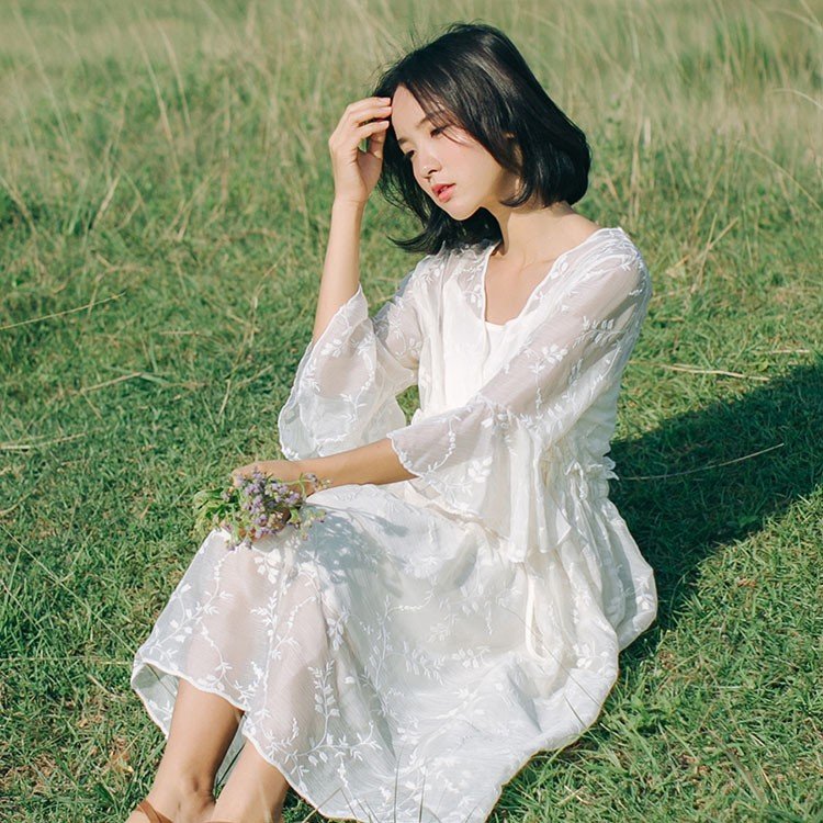 ワンピース レディース 刺 ワンピース 白 チュールワンピース シースルー マキシ丈 アパレル 個人事業主 グッズワン 問屋 仕入れ 卸 卸売の専門 仕入れならnetsea