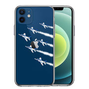 iPhone12 側面ソフト 背面ハード ハイブリッド クリア ケース シェル ブルーインパルス 6機編隊