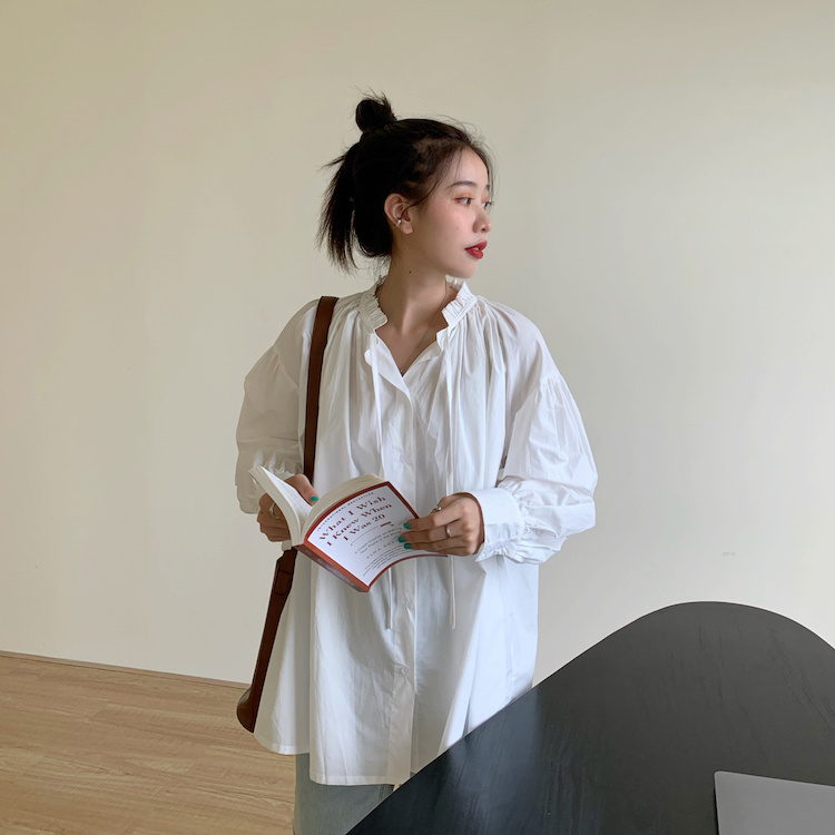 韓国の人気爆発 早い者勝ち 秋 新品 ゆったりする ランタンスリーブ シャツ 可愛い レトロ 百掛け トレンド Indianvisa No