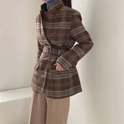 あなたの印象をプラスします 韓国ファッション レトロ チェック柄 ラペル 快適である スーツ コート