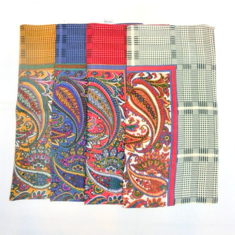 【スカーフ】【日本製】ウール100％格子＆ペイズリー柄日本製大判スカーフ