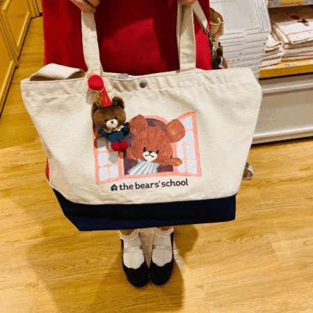 ins　韓国風　ハンドルバッグ 　キャンバスバッグ　　可愛い　クマ柄　大容量