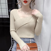 格好いい 女の子ファッション 新しい プルオーバー セクシー スリム ボトムシャツ ニットセーター トップス