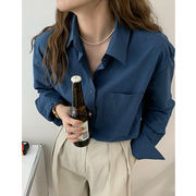 フランスのトップスプロセスデザインスモールシャツ女性女性秋の長袖シャツ7022