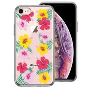 iPhone8 側面ソフト 背面ハード ハイブリッド クリア ケース ハワイ 花 フラワー フローラル 花柄