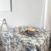 ルーム 装飾 マッチング 個性 テーブルクロス ブルー バラ 簡約 コットンリネン ピクニッククロス