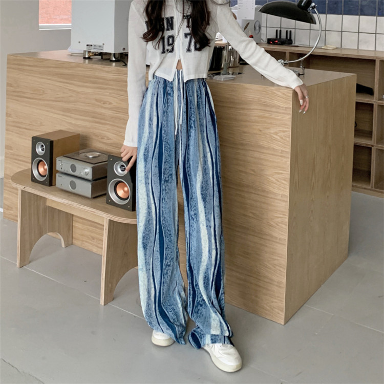 韓国ファッション カジュアルパンツ ゆったりする スリム ワイドレッグパンツ