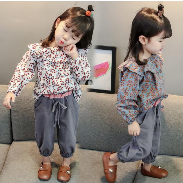 初秋　女の子子供服かわいいワンピース子供服子供服シャツ+ズボン2枚セット2点セット