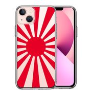iPhone13 側面ソフト 背面ハード ハイブリッド クリア ケース 旭日旗 赤 デザイン