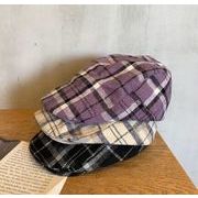 秋 冬   　飾り　帽子　　女 　キャップ　  チェック