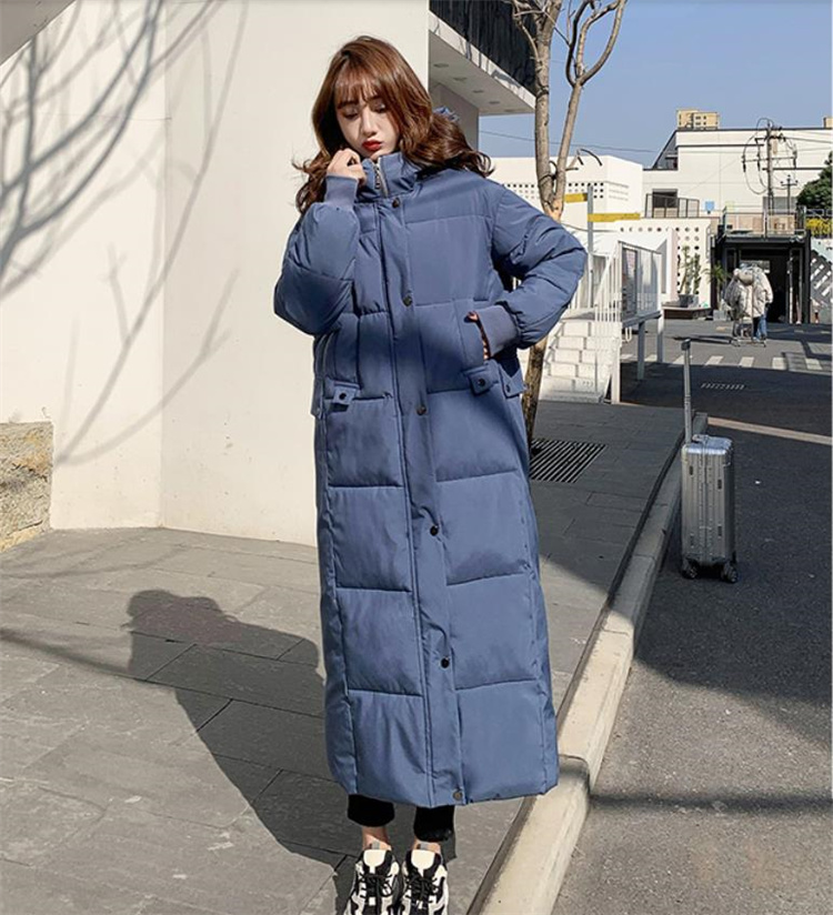 韓国ファッション 2021 冬 ダウンコットン ロングセクション ゆったりする 厚手 綿の服 コート