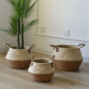 植木鉢 竹かご デザインセンス 籐織り 竹織り 編まれたバスケット 牧歌的なスタイル