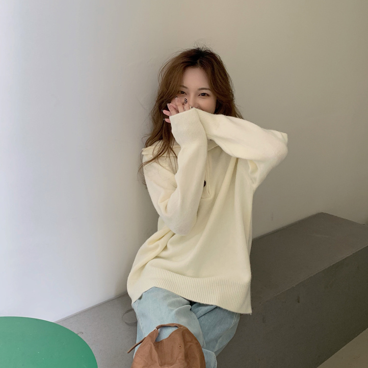 素敵なデザイン 韓国ファッション 暖かい セーター ニットトップス 一つボタン 大人気 タートルネック