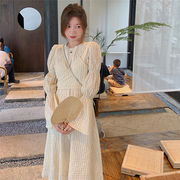 見なきゃ損する 韓国ファッション 秋 2021 ジェントルスタイル 高級感 女神 気質 受け取って腰 ワンピース