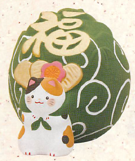 新登場！ほっこりカワイイ貯金箱！ (大)福かつぎ猫貯金箱(2種