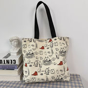 バッグ　猫柄　トートバッグ　キャンバス　大容量　韓国ファッション　オシャレ