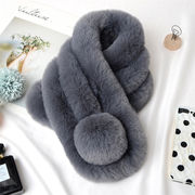 人気商品 冬 厚手 ぬいぐるみ スカーフ 可愛い 暖かい イミテーションウサギの毛 ファー