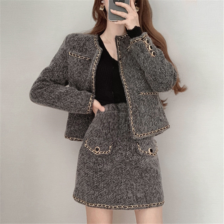 韓国の人気爆発 チェスターコート コート スカート 2点セット ジェントルスタイル カジュアル