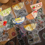 塩系文具 シール貼紙 手帳素材 封口貼 アンティーク 植物花葉 キノコ 幾何学ラベル 苺 食べ物 40枚入