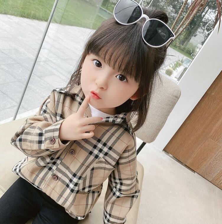 子供服 春と秋  韓国風 　女の子スウェット キッズ トップス アウター チェッシャツ★80-130