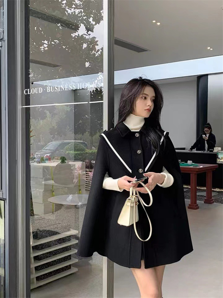 韓国ファッション 2021 新品 ハイエンド ファッション ポンチョ チェスターコート 気質 ギャザリング
