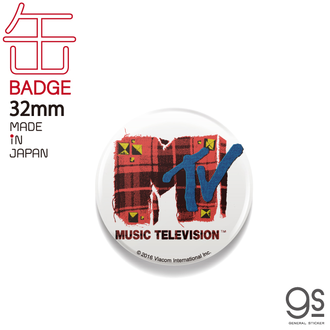 MTV ロゴ缶バッジ 32mm チェック 音楽 ミュージック アメリカ 人気 LCB265 グッズ