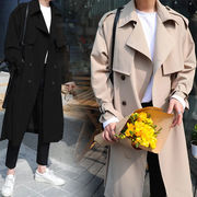 超人気 韓国風 メンズ ファッション トレンチコート カジュアル ロングコート 春秋 ベルト付き