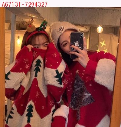 秋と冬　年　新しいデザイン　韓国風　怠惰な　風　松　着やせ　手厚い　クリスマスセーター　