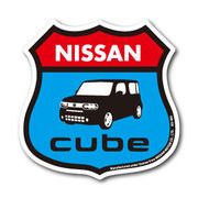 日産ステッカー アイラブ cube キューブ blue ブルー NS064 愛車 NISSAN ステッカー グッズ