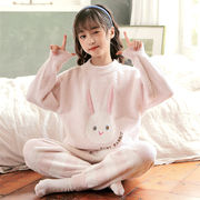 すごく可愛いです！韓国ファッション 女の子 ホームウェア 秋冬 暖かい 子供 かわいい パジャマ