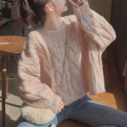 韓国ファッション 秋冬 新品 レトロ ゆったりする 麻の花 セーター デザインセンス ファッション
