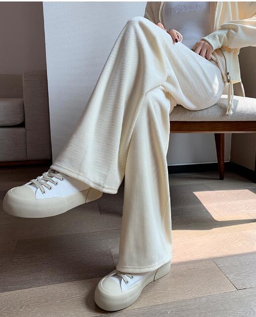 新しい暖かくベルベットのワイドレッグパンツレディースパンツストレートファッションカジュアルパンツ