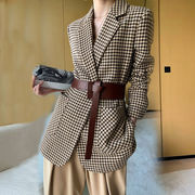格子毛のスーツコート女性の短い秋冬の新しい厚手のラシャコート