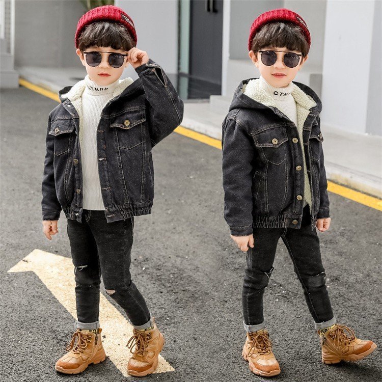 デニムジャケット キッズ 子供服 男の子 アウター 秋冬 裏起毛 厚手 冬コート ショート丈 - www.watsons.biz.id