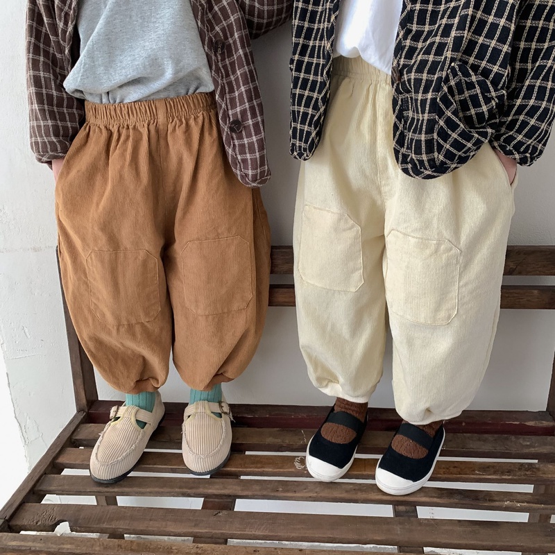 【KID】韓国風子供服 ベビー服 　春秋　男女兼用　コージュロイ　可愛い　ロングパンツ　パンツ