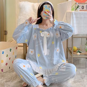 パジャマ長袖少女韓国版カジュアルシンプルで快適なパジャマセット綿質家庭服春