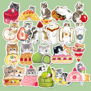 文具 シール貼紙 手帳素材 封口貼 sweet 可愛い動物 猫日常 食べ物 果物デザート 44枚入