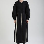 ゆったりする ロングスカート ワンピース 大人気 新作 パフスリーブ 縫付 大きい裾