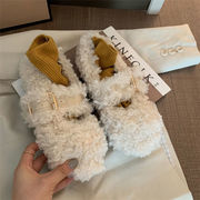 お急ぎください 韓国ファッション フラット 子羊の毛 裏起毛 ぬいぐるみ 大きいサイズエンドウ豆の靴