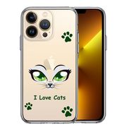 iPhone13 Pro 側面ソフト 背面ハード ハイブリッド クリア ケース レイディー 猫 cats