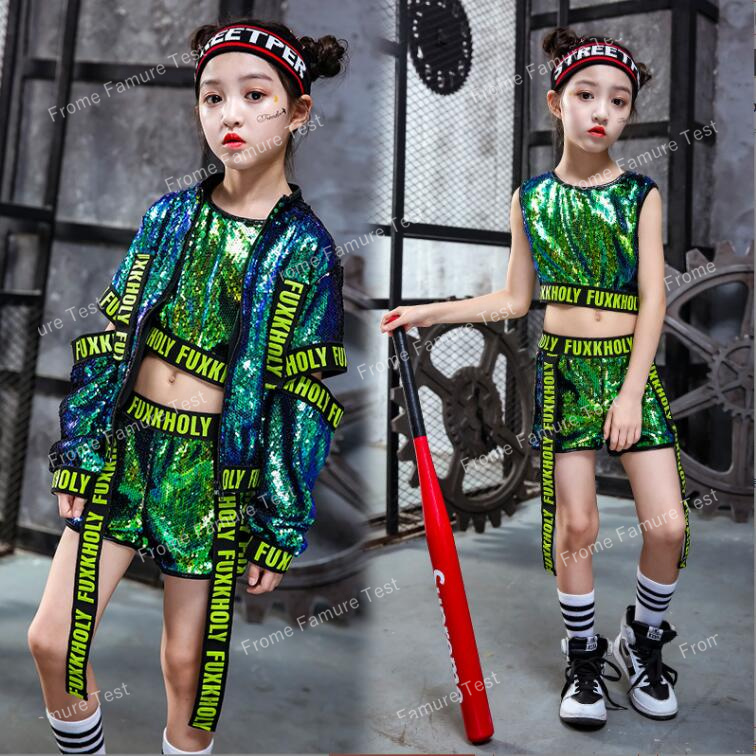（子供服)女の子 ヒップホップ服★パフォーマンス衣類★ ファッション ストリートダンスの服110-160