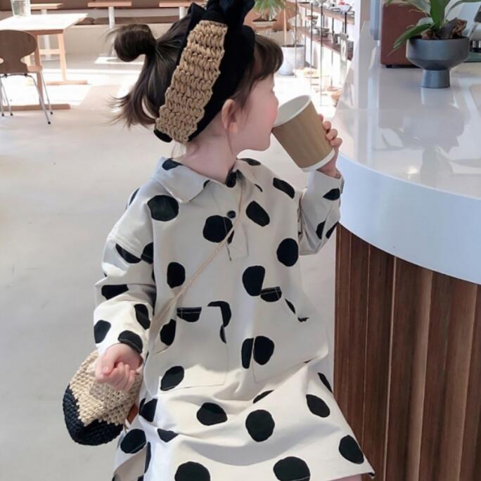 春秋新作 女の子 シャツドレス  子供服 ファッションドレス キッズ服 ★90-140