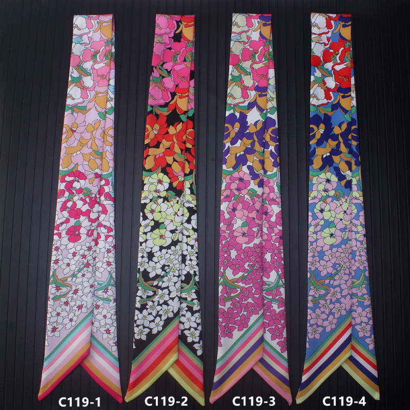 スカーフ 細スカーフ 人気新作 ヘア飾り 花柄 ミニスカーフ バッグスカーフ ネッカチーフ  おしゃれ