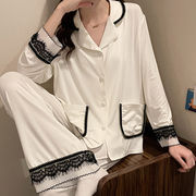 新しいファッションパジャマ女性春秋人気韓国レース家庭服シンプルなパジャマ